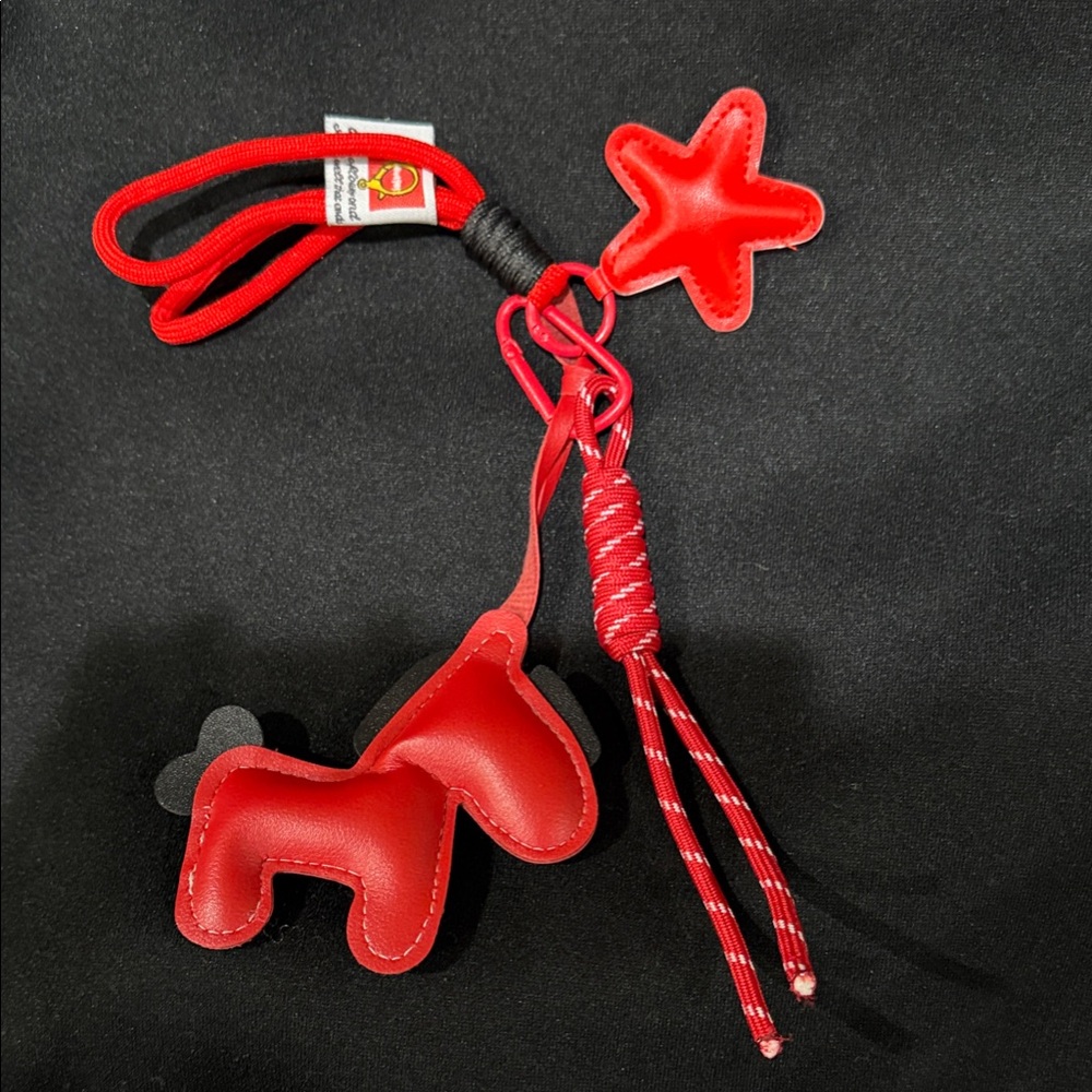 Red Star & Dog Plush Clip-On Keychain/ Bag Charm